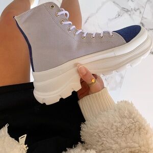 Denim sneaker platform boot